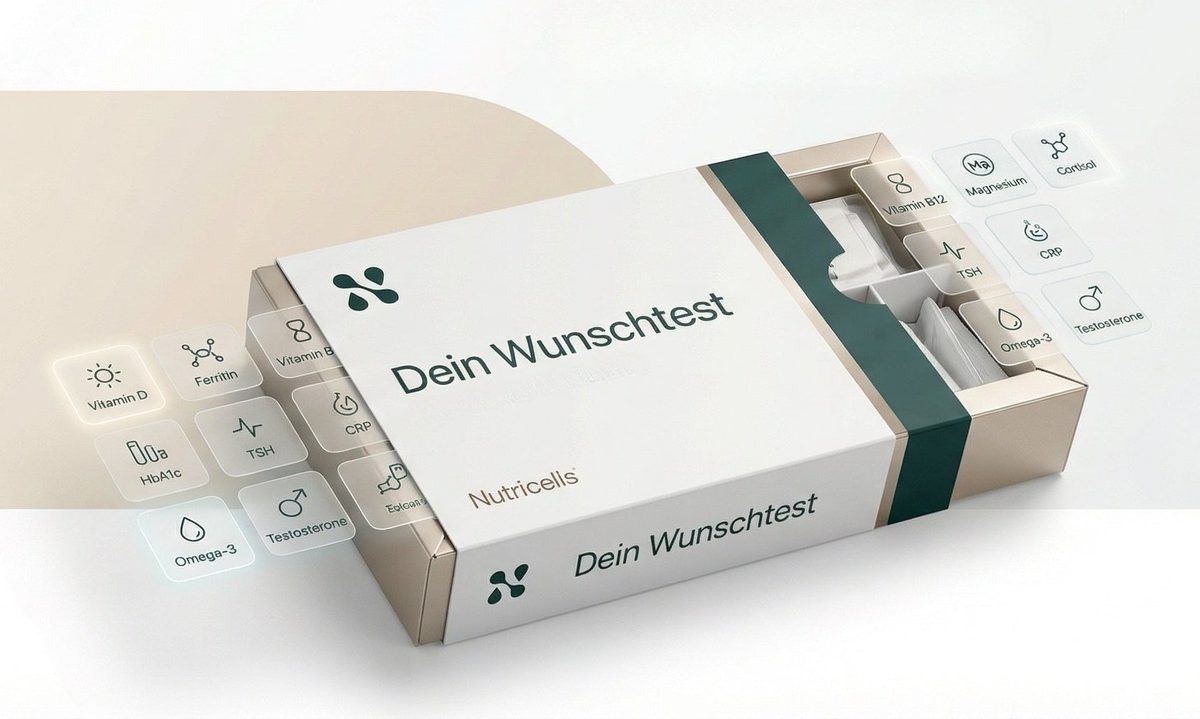 Wunschtest von Nutricells — Bluttest zum Selbst-Zusammenstellen, Testkit-Box mit Biomarker-Auswahl