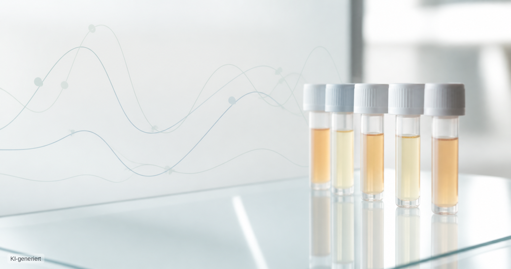 Seriöses Labor-Headerbild mit Blutproben als Symbol für Hormonwerte und FSH-Test in den Wechseljahren.