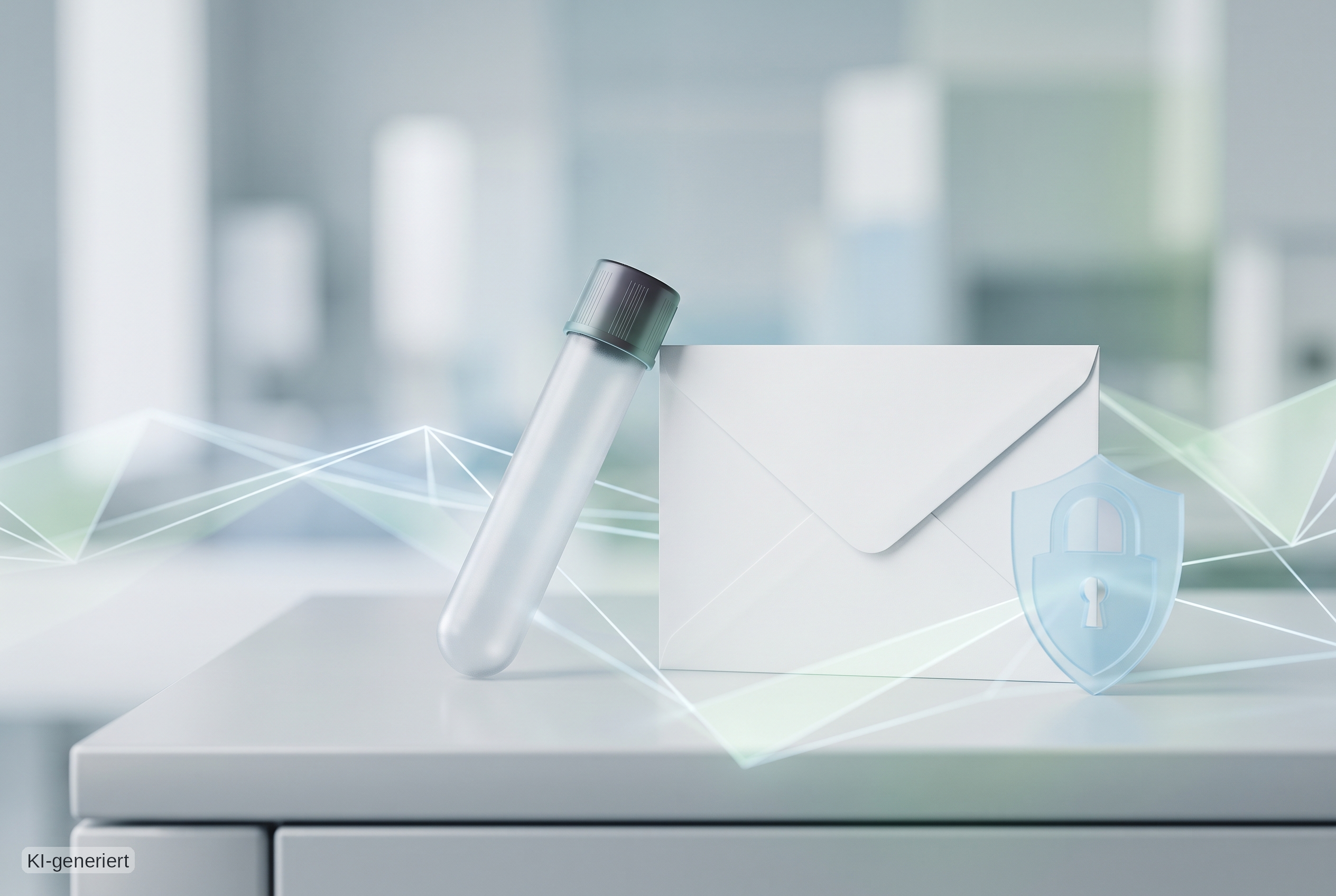 Textfreies redaktionelles Motiv zu Bluttest zuhause, Datenschutz, sicherem Probenversand und digitalen Gesundheitsdaten.