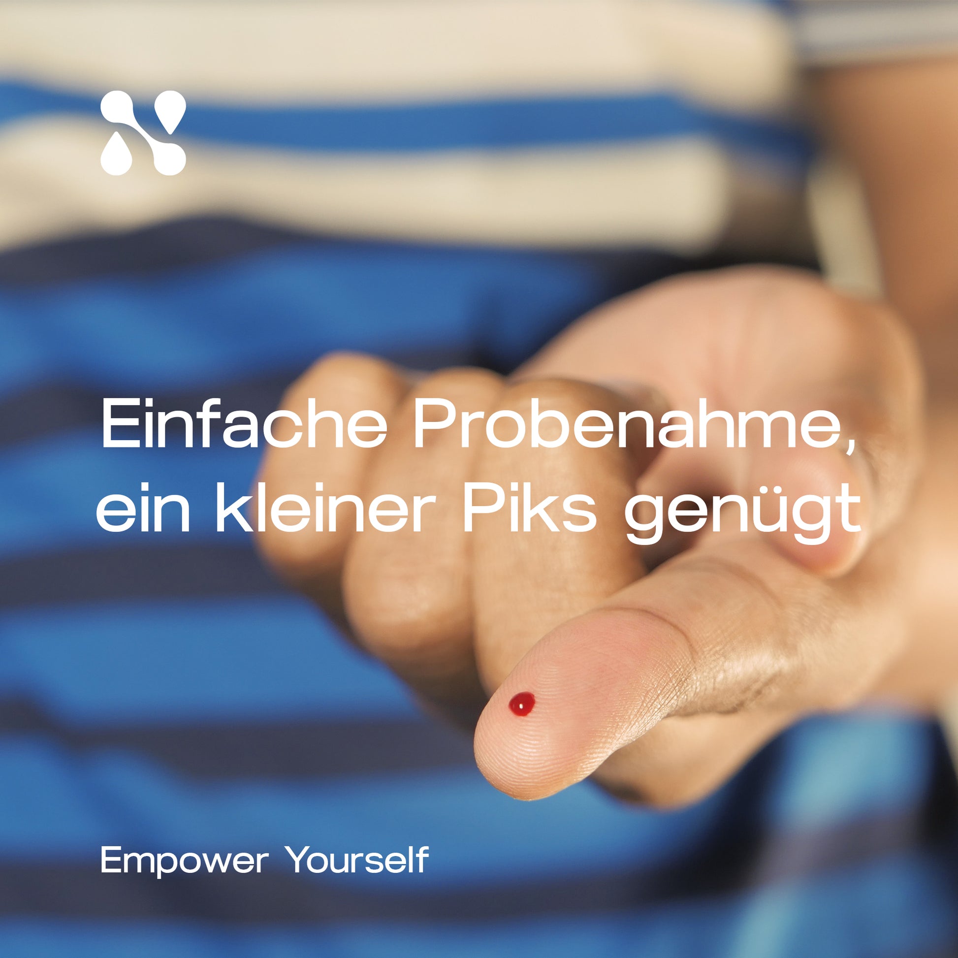 Blutprobe per Fingerstich für einen Nutricells Selbsttest
