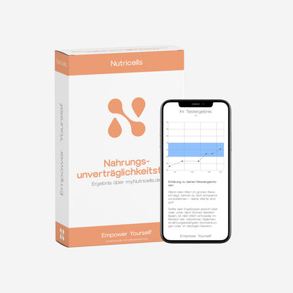 Nahrungsmittelunverträglichkeitstest Ergebnisse in der Nutricells App und im mynutricells.de Profil
