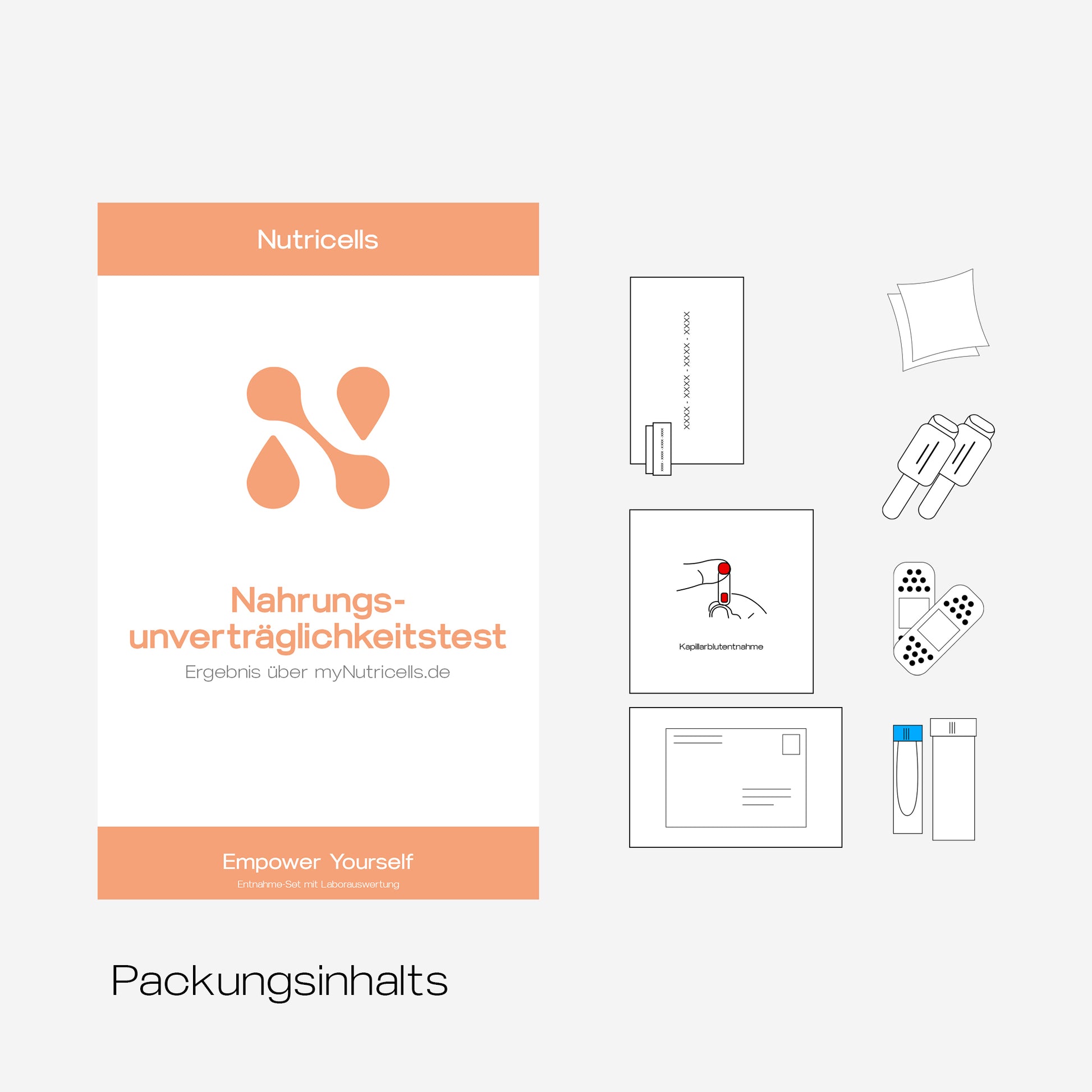 Inhalt des Nahrungsmittelunverträglichkeitstest Testkits